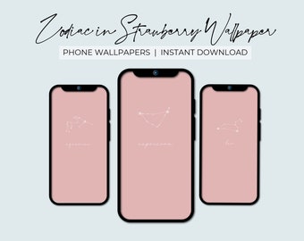 いちごの星座の携帯電話の壁紙 | ロック画面とホーム画面 | 美しい背景 | 星占いの星座テーマ | ダウンロード可能なバンドル