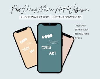食べ物、飲み物、音楽、アートの携帯電話の壁紙 | ロック画面とホーム画面 | 美的背景 | デジタルモバイルアート | ダウンロード可能なバンドルパック