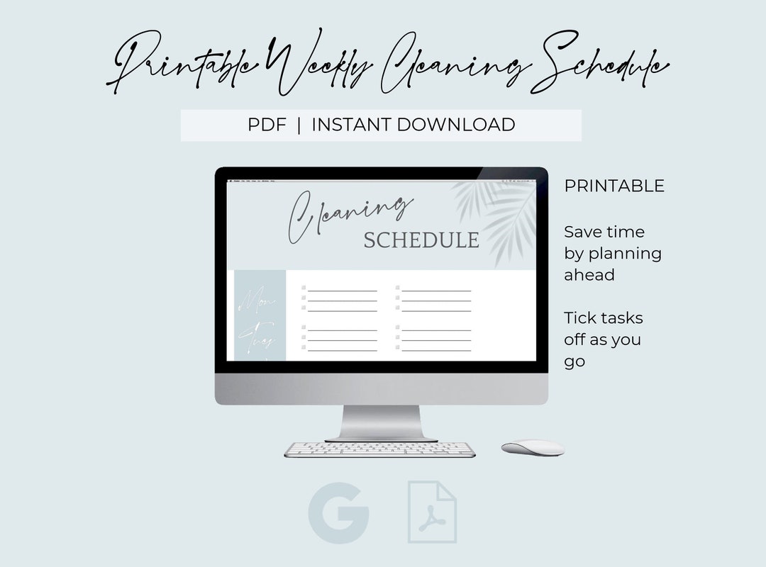 Printable Weekly Cleaning Schedule | Digital PDF Organiser | Coastal ...