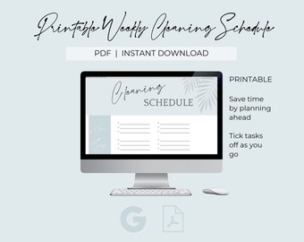 印刷可能な週間清掃スケジュール | デジタル PDF オーガナイザー | 沿岸の美的ホーム プランナー | 効率性を高めるチェック リスト | To-Do 印刷