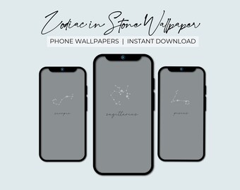 石の中の星座の携帯電話の壁紙 | ロック画面とホーム画面 | 美的背景 | 星占いの星座テーマ | ダウンロード可能なバンドル