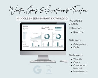 富、目標、投資トラッカー | デジタル財務および貯蓄スプレッドシート | 予算収入 | 複利計算機 | Google スプレッドシート