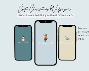 かわいいクリスマスの壁紙 | ロック画面とホーム画面 | 美しい背景 | デジタルモバイルアート | ダウンロード可能なバンドル