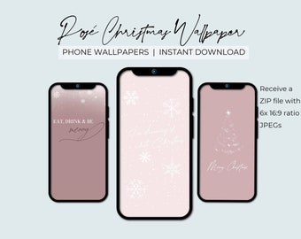 ロゼ クリスマス 携帯電話の壁紙 | ロック画面とホーム画面 | 美的背景 | デジタル モバイル アート | ダウンロード可能なバンドル