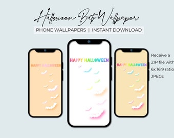 ハロウィンコウモリの携帯電話の壁紙 | ロック画面とホーム画面 | 美的背景 | デジタルモバイルアート | ダウンロード可能なバンドル