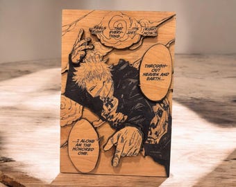 Archivo SVG cortado con láser de la tira cómica "El despertar de Satoru Gojo"