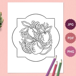 Flower Bouquet #9 Coloring Page for Adults | Fruit Artwork Digital Coloring Sheet | Printable PDF Instant Download Coloring Book Drawing