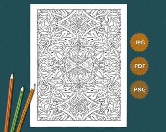 St. James Adult Coloring Page William Morris | Detailed Art Nouveau Illustration | Printable, Procreate, iPad | Digital Download Art