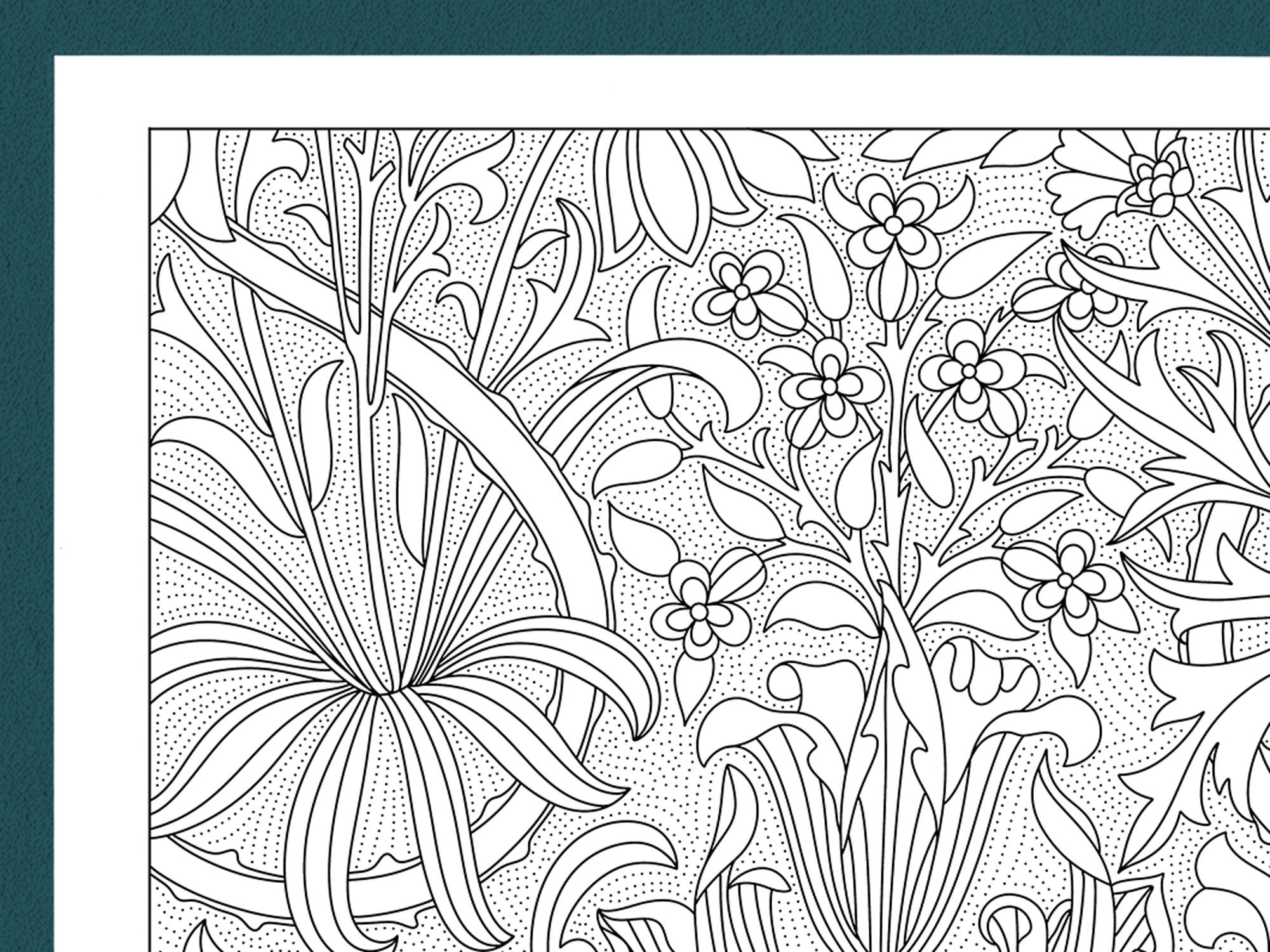 Tulip Garden Adult Coloring Page William Morris | Detailed Printable ...