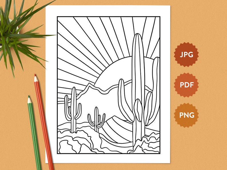 Desert Landscape #5 Coloring Page | United States Southwest | Relaxing ...