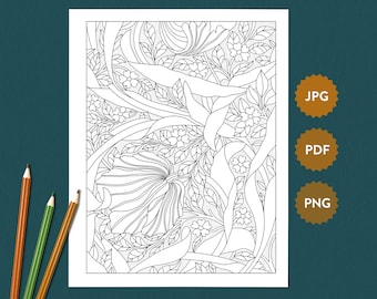 Forget-Me-Nots Adult Coloring Page William Morris | Detailed Printable PDF | Art Nouveau Illustration | Digital Download Coloring Book