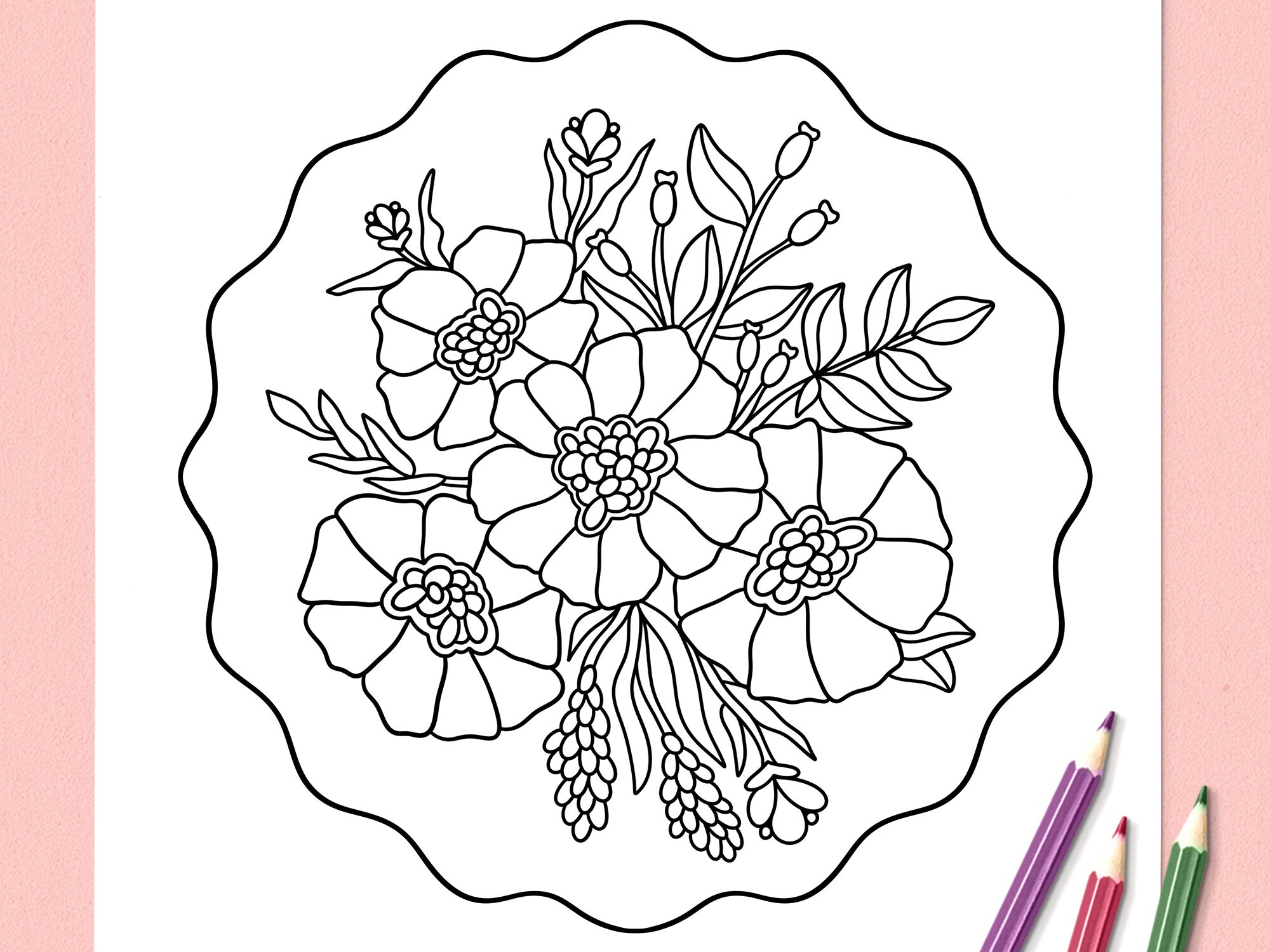 BUNDLE • 25 Flower Bouquet Coloring Pages for Adults | Printable ...
