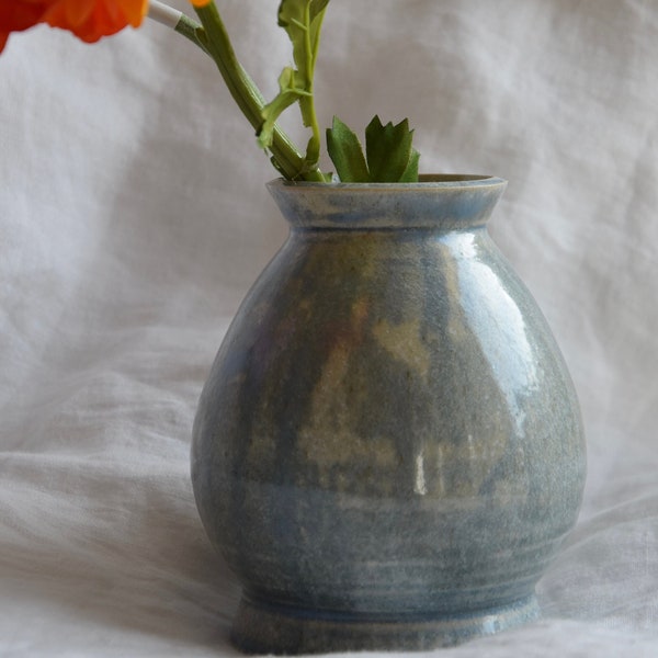 Vase poterie goutte bleu émail bleu à effets