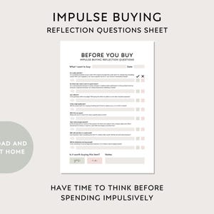 Stop Impulse Buying Printable Checklist, Impulsive Spending, Purchase Decision Sheet, Save Money, Budget Management Tool, Conscious Purchase