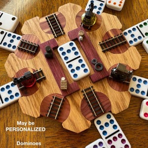 Handmade Mexican Train Domino Hub - Red Oak, Cedar & Purple Heart