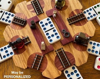 Handmade Mexican Train Domino Hub - Red Oak, Cedar & Purple Heart