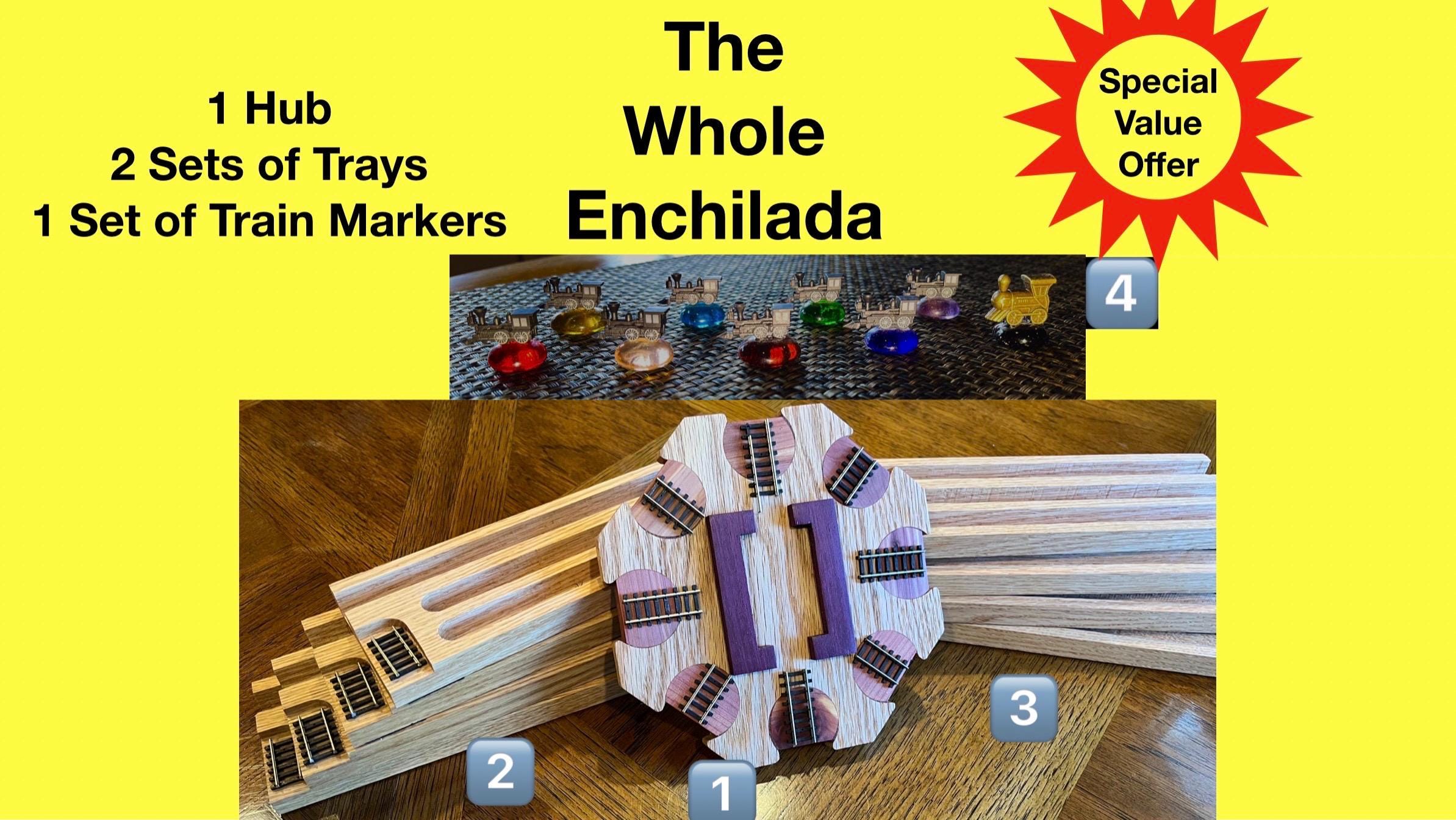 The Whole Enchilada - Hand Made Mexican Train Dominoes Set Made by