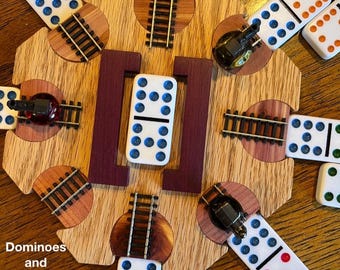 Handmade Mexican Train Domino Hub - Red Oak, Cedar & Purple Heart