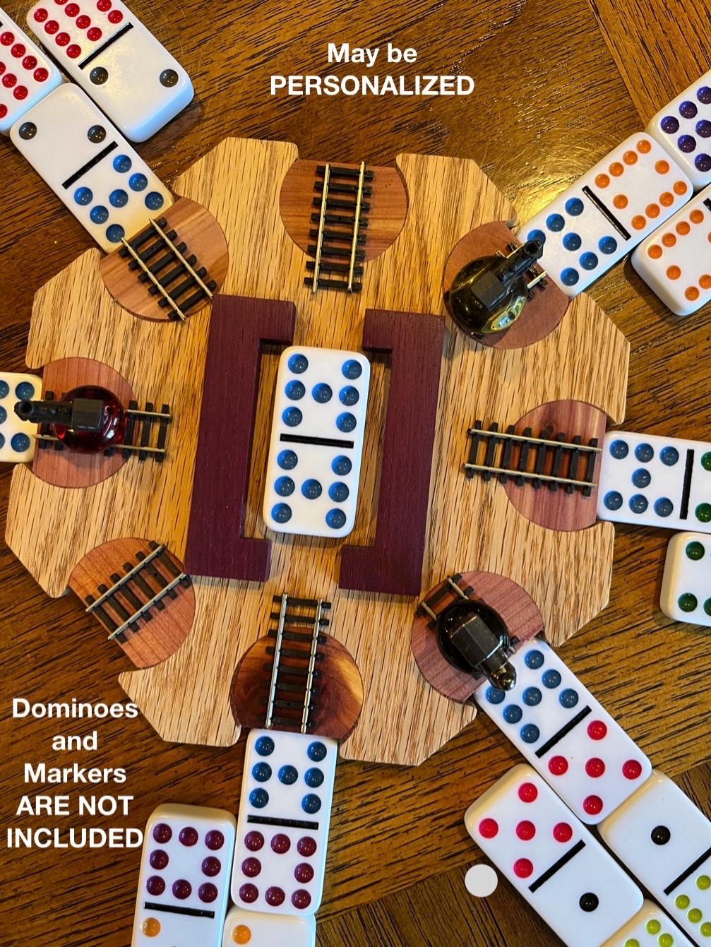 Handmade Mexican Train Domino Hub - Red Oak, Cedar & Purple Heart