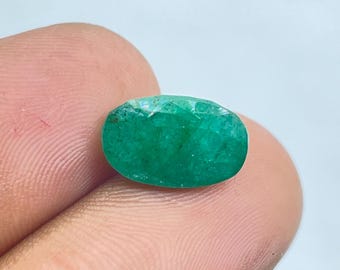 Handmade Zambian Emerald Gemstone: Faceted Oval Crystal