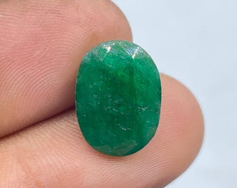 Zambian Emerald, Faceted Green Gemstone, Loose Jewelry Crystal, Natural Handmade Gems