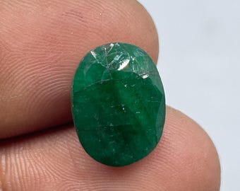 Green Zambian Emerald: 6.55 Carats Oval Faceted Loose Gems
