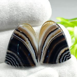 Natürliche schwarz gebändert Achat Paar Edelstein, lose Designer schwarz gebändert Achat Paar Cabochon, passendes Ohrring Paar für die Schmuckherstellung