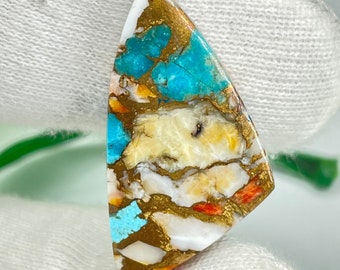 Spiny Oyster Turquoise Cabochon: Flat Back Gemstone, 30x16x5mm