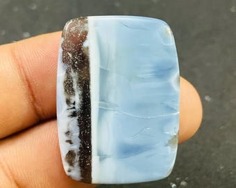 Blue Opal Cabochon: Rectangle Gemstone for Jewelry Making (42 Carat, 34x25x5 MM)