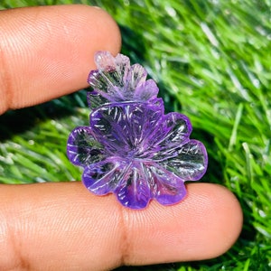 Natural Amethyst Carved Flower Gemstone, Coat Brooches Making, Carved Gemstone For Jewellery Making Coat Pin Brooches