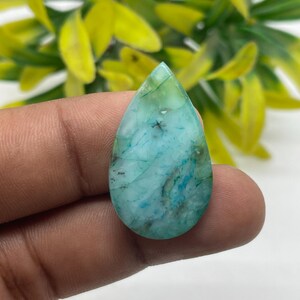 Peruvian Opal Cabochon: Polished Blue Gemstone for Jewelry Making (31x18x4 MM, 13.90 Carats)
