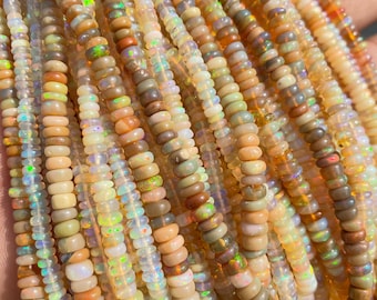 Ethiopian Opal Faceted Beads: Multi Fire Golden Rondelle Strand