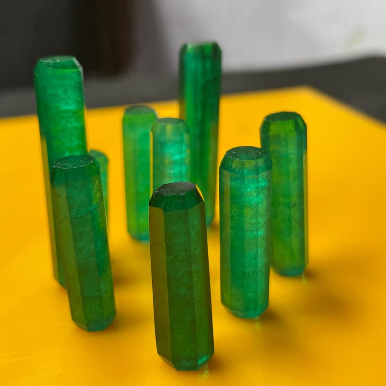 Emerald Pencil Point: Faceted Crystal Gemstone for Jewelry - Etsy