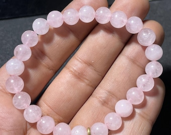 Rose Quartz Beaded Bracelet: Healing Energy Gemstone Jewelry