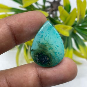 Peruvian Opal Cabochon: Pear-Shaped Blue Gemstone, 17.95 Carats