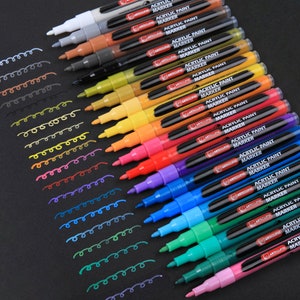 ArtEclipse 20 Colours Premium Acrylic Paint Marker Pens Extra Fine Tip Rock Painting