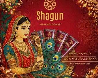 Shagun Mehndi 100% Natural Body Art Organic Temporary Tattoo (6-12 Cones)