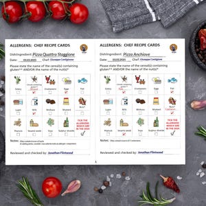 Bewerkbare voedselallergiekaart: aanpasbare pdf-sjabloon voor restaurants en cateringbedrijven