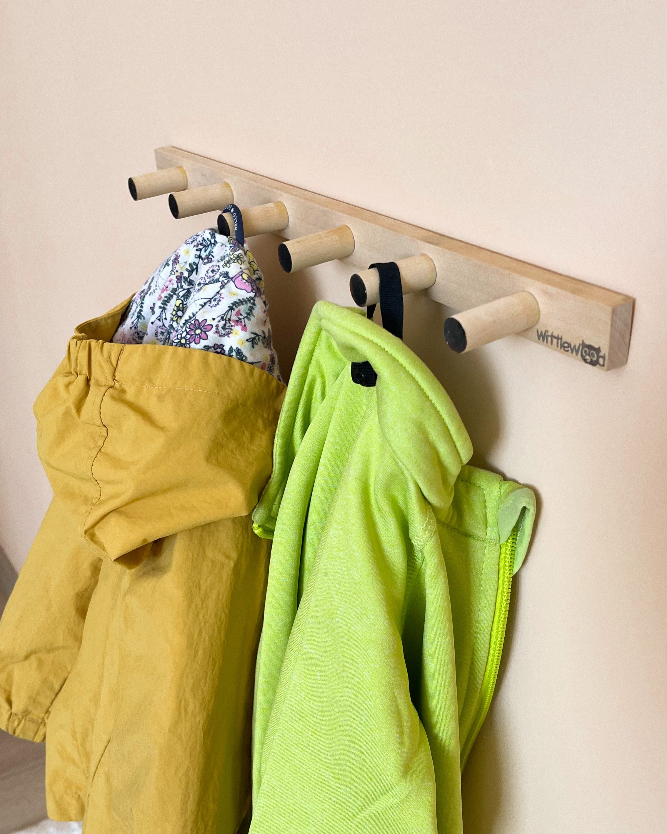 Wooden Thin Peg Rail Modern Minimalist Wall Coat Hooks Etsy