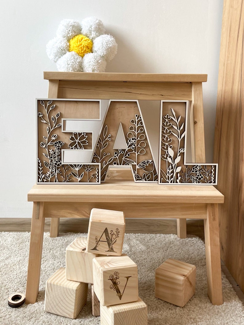 Flowered Nursery Letters - Nature Name Sign - Boho Name Sign - Layered ...