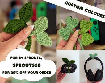 Cute Crochet Viral Trend Leaf Clover Sprout Growing Leaf Headphone Accessories Accessory Bookmark Personalised Custom Colour Gift Present