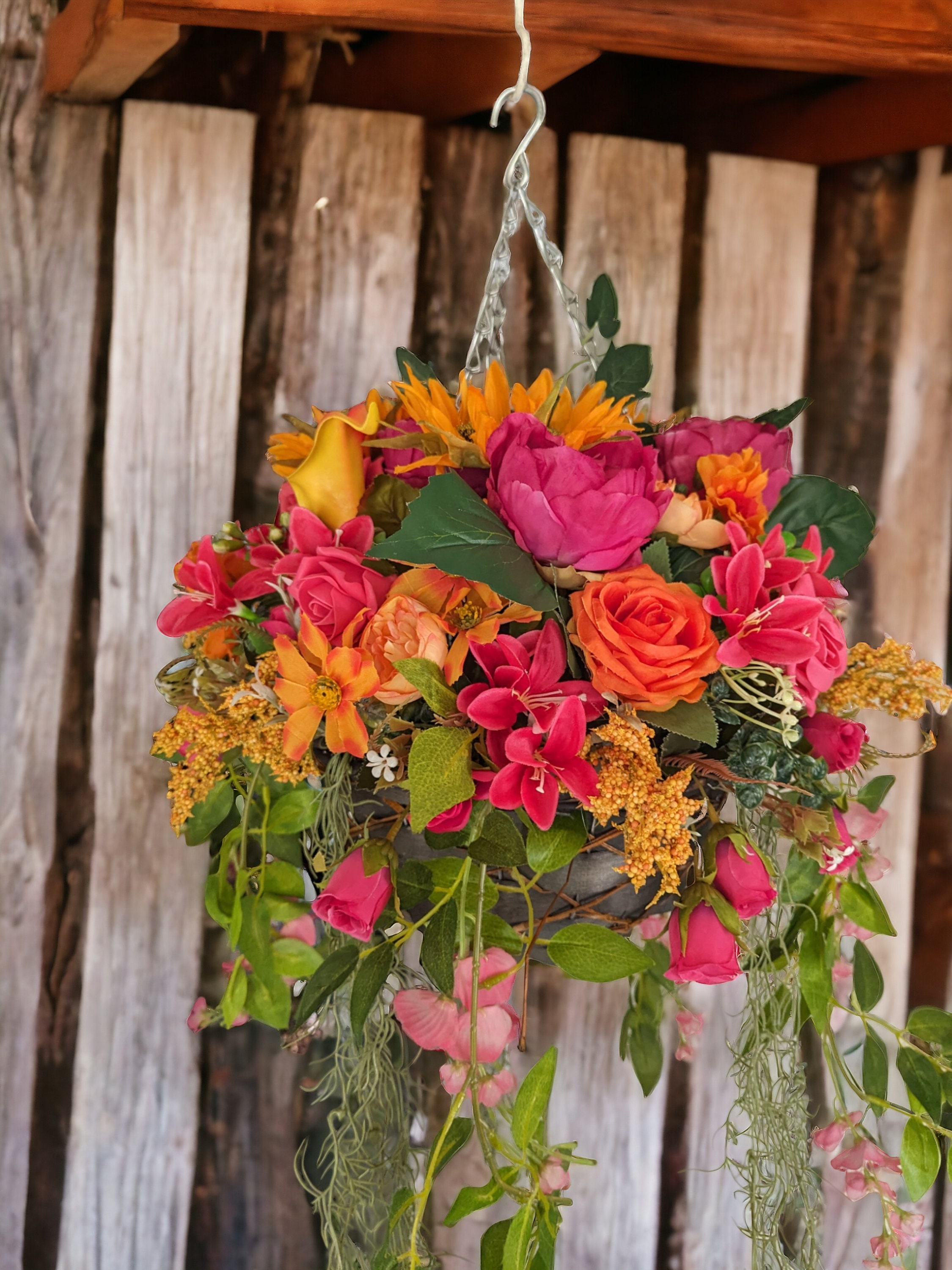 Hanging artificial flowers discount