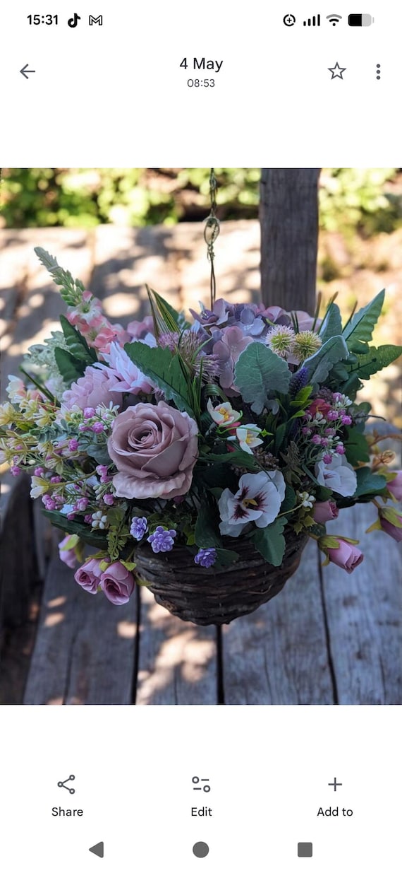 Frhling Sommer handgemachte knstliche knstliche faux Blumen Blumenampel.  Altrosa und Flieder Pfingstrosen, Rosen, Lavendel, Hortensien. Muttertag,  Geschenk - Etsy sterreich