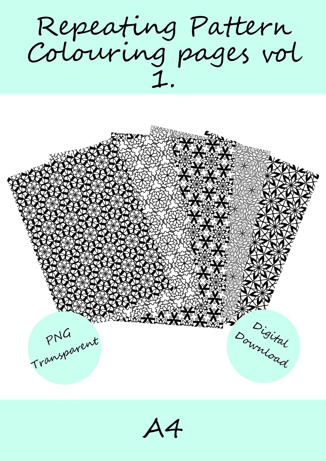 Repeating Pattern Colouring Pages Vol 1. Transparent - Etsy