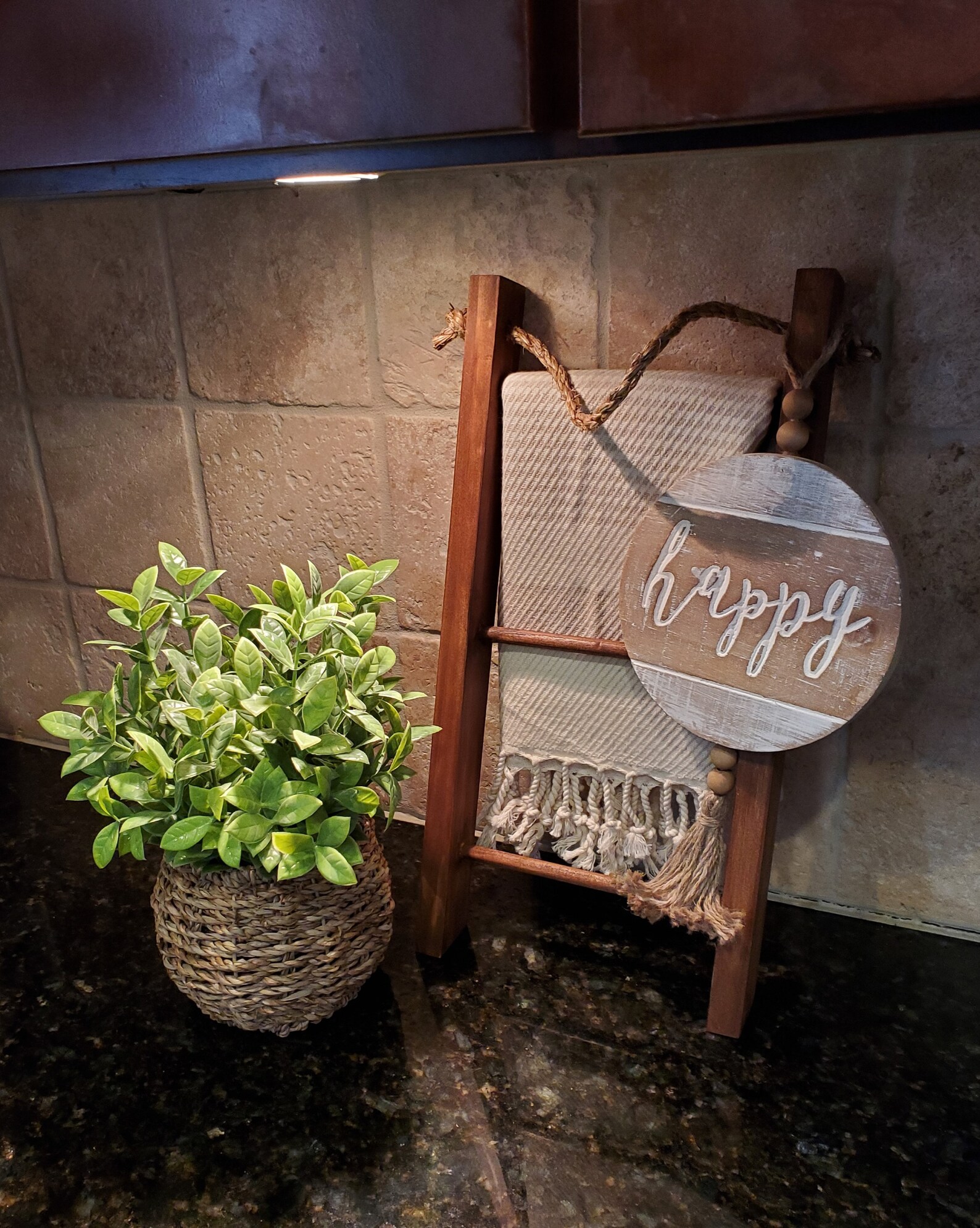 Kitchen Tea Towel Holder With Rope Dark Brown 16 X 10 Inch Etsy