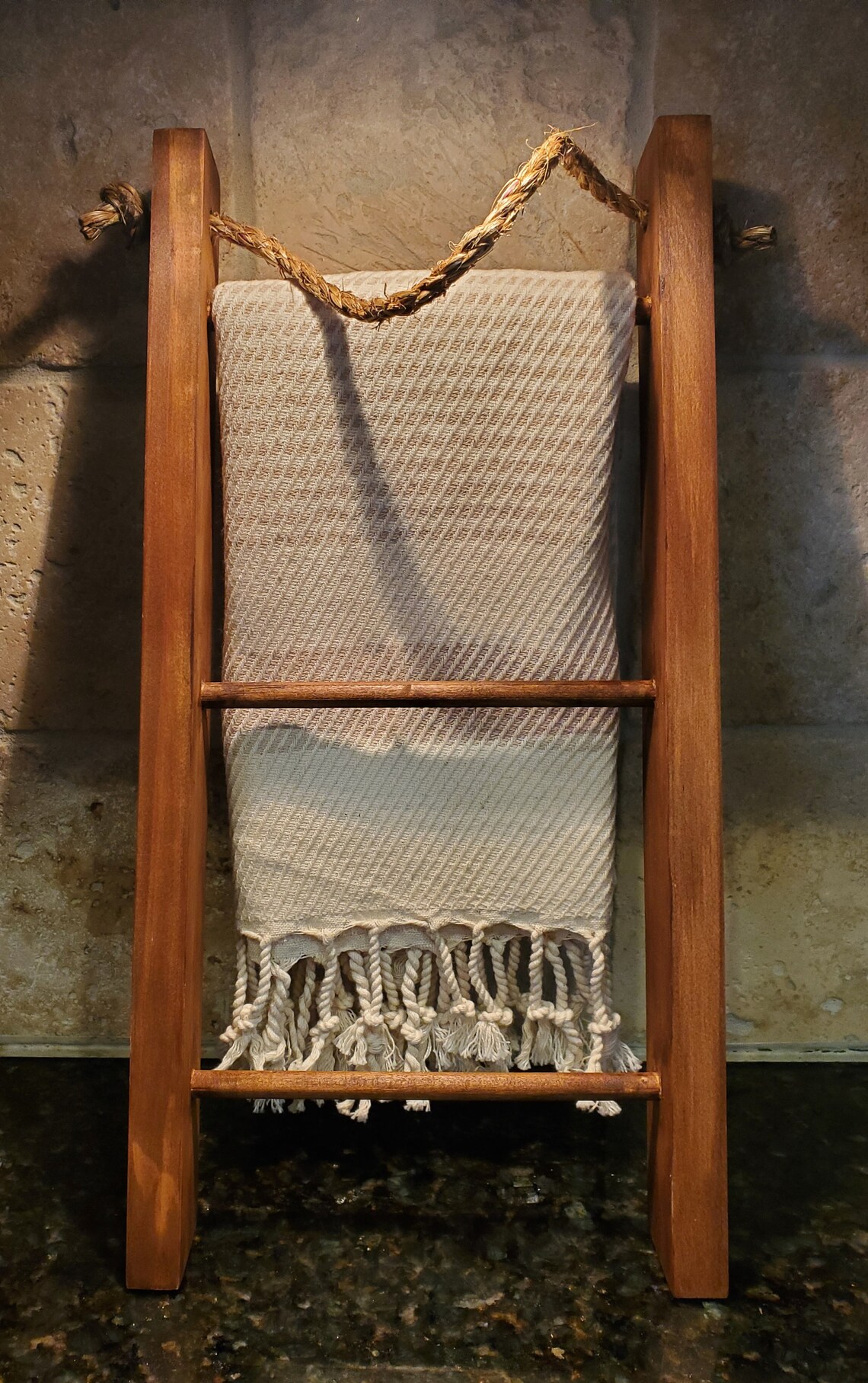 Kitchen Tea Towel Holder With Rope Dark Brown 16 X 10 Inch Etsy