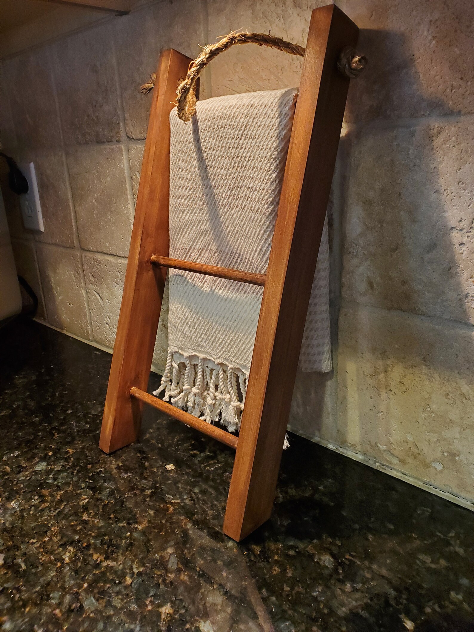 Kitchen Tea Towel Holder With Rope Dark Brown 16 X 10 Inch Etsy