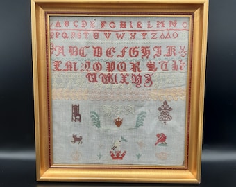 Swedish Antique Alphabet Sampler Embroidery Needlework Folkart