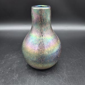 Iridescent art glass vase probably Palme Koenig