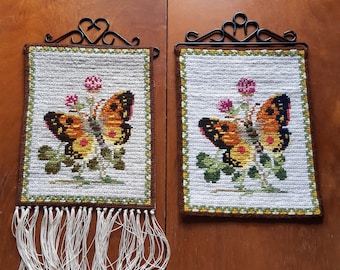 Tapisserie Murale Suédoise Vintage - Tissée Main En Laine, Motif Floral (52x24cm)